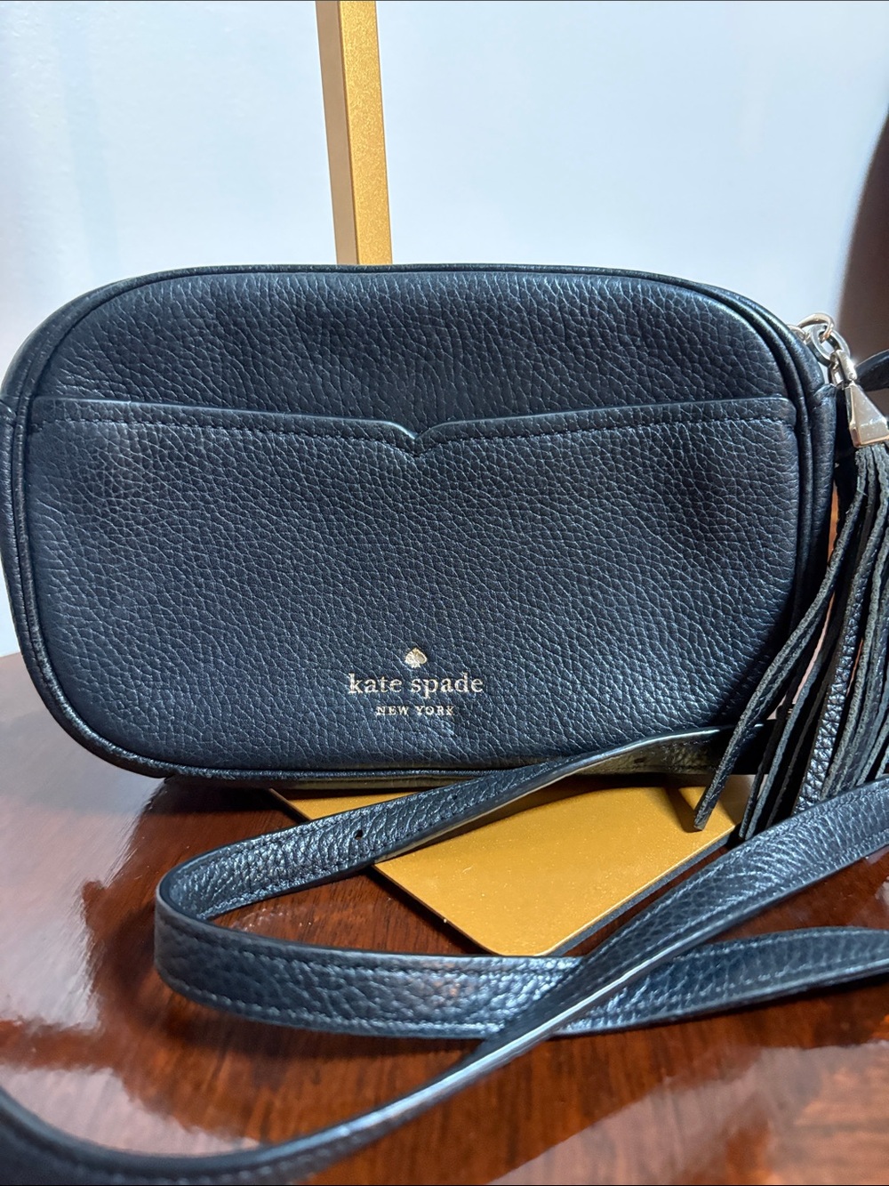 kate spade Black Pebbled Leather Tassel Crossbody - Picture 2 of 7